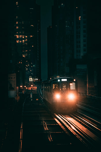 Cities, Lights, Night City, Railway, Train HD phone wallpaper