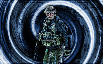 Captain Price, blue grunge background, Call of Duty, soldiers, Call Of Duty characters, vortex, Call of Duty Modern Warfare, Captain Price Call Of Duty HD wallpaper