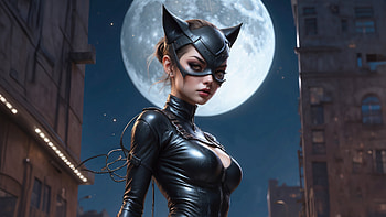 Catwoman In Black Leather Dress, catwoman, superheroes, ai, artist, artwork, digital-art HD wallpaper