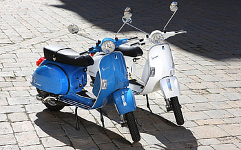 Vespa, blue, white, Motorcycles, cool HD wallpaper