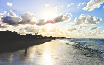 People, Nature, Sky, Sun, Clouds, Waves, Beach, Sand, Coast, Shine, Light, Wet, Foam HD wallpaper