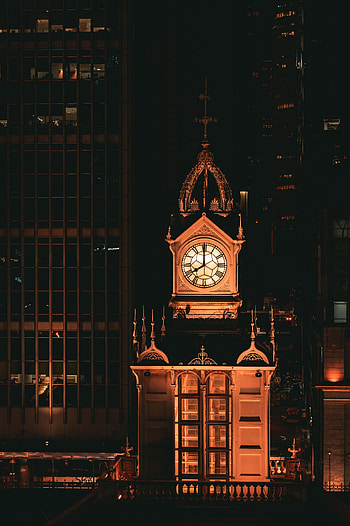 Night, Clock, Dark, Backlight, Illumination, Darkness, Tower HD phone wallpaper