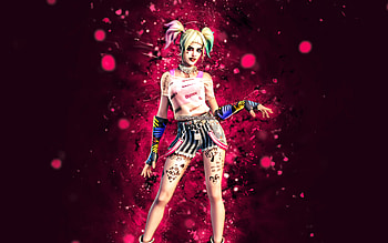 Always Fantabulous Harley Quinn, , purple neon lights, Fortnite Battle Royale, Fortnite characters, Always Fantabulous Harley Quinn Skin, Fortnite, Always Fantabulous Harley Quinn Fortnite HD wallpaper