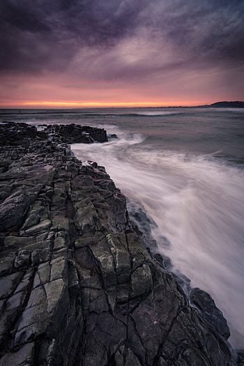 Nature, Sunset, Stones, Rocks, Horizon, Coast HD phone wallpaper