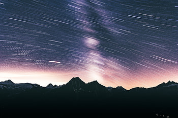 Nature, Mountains, Night, Dark, Starry Sky, Long Exposure HD wallpaper