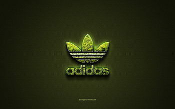 Adidas logo, green creative logo, floral art logo, Adidas emblem, green carbon fiber texture, Adidas, creative art HD wallpaper