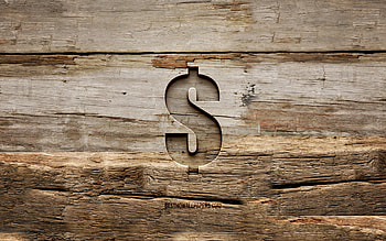 US Dollars wooden sign, , wooden backgrounds, currency signs, US Dollars sign, creative, dollar, wood carving, US Dollars HD wallpaper