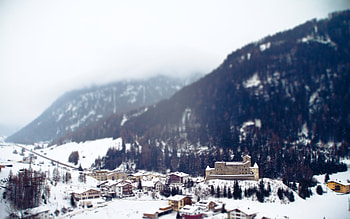 Cities, Winter, Mountains, Snow, City, Alps, Resort, Tilt-Shift HD wallpaper