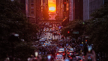 Manhattanhenge, New York Sunset HD wallpaper