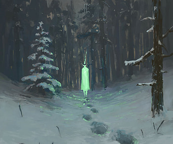 Spirit in snowy forest, spirit, fantasy, creature, forest spirit HD wallpaper