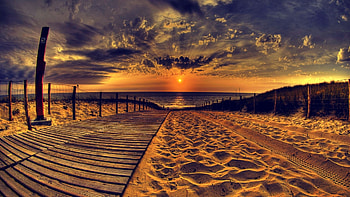 Beach Sunset, Summer, Sunset, Sand, Sky HD wallpaper
