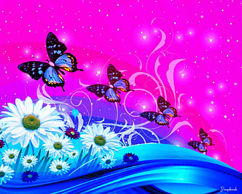 Floral art, flowers, abstract, butterfly, art HD wallpaper