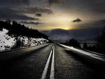 Nature, Road, Markup, Asphalt, Evening HD wallpaper