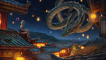 The Girl And The Dragon, artist, artwork, art, digital-art, dragon, anime-girl, artstation HD wallpaper