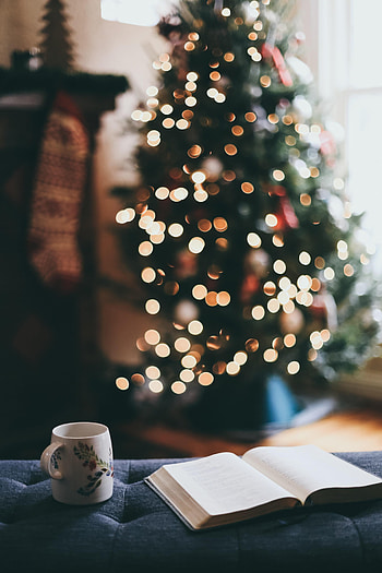 Miscellanea, Miscellaneous, Cup, Holiday, Relaxation, Rest, Christmas Tree, Book, Mug HD phone wallpaper