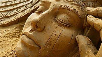 Majestic Sand Sculpture Art, artistic, face, portrait HD wallpaper
