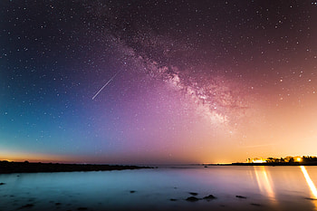 Shooting Star Rye Milky Way Above Body Of Water , milky-way, nature HD wallpaper