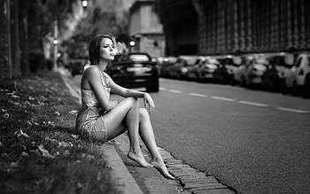 Girl Smoking, girls, monochrome, black-and-white, graphy, model HD wallpaper