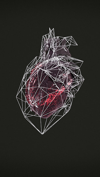 Glass Heart Dark, artistic, heart HD phone wallpaper