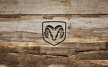 Dodge wooden logo, , wooden backgrounds, cars brands, Dodge logo, creative, wood carving, Dodge HD wallpaper