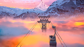 Cable Cars, cable-car, graphy, mountains, hop HD wallpaper