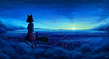 Ghibi Kiki Cityscape Fanart , cityscape, artist, artwork, digital-art, deviantart HD wallpaper