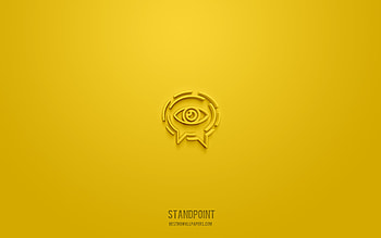 Standpoint 3d icon, yellow background, 3d symbols, Standpoint, business icons, 3d icons, Standpoint sign, business 3d icons HD wallpaper