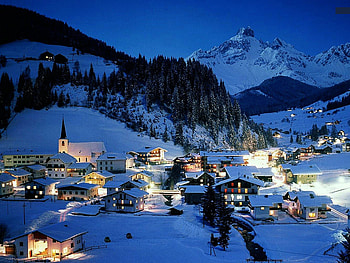 Houses In Snow, at night, , beautiful, in snow, houses HD wallpaper