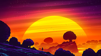 Nature In All Angles , artist, artwork, digital-art, retrowave, artstation HD wallpaper