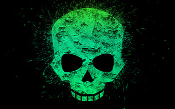 green stone skull, artwork, , scary skull, creative, black backgrounds, skull minimalism, abstract skull, abstarct art, skull HD wallpaper