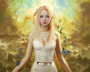 Suji, nemoart, girl, nemo art, nemo, frumusete, gorgeous, superb, fantasy, yellow, face, luminos HD wallpaper