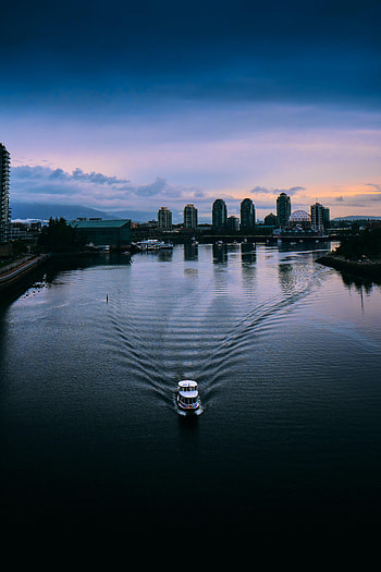 Cities, Rivers, City, Building, Skyscrapers, Boat HD phone wallpaper