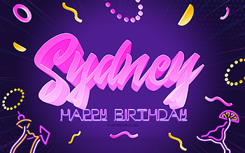 Happy Birtay Sydney, , Purple Party Background, Sydney, creative art, Happy Sydney birtay, Sydney name, Sydney Birtay, Birtay Party Background HD wallpaper