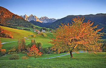 Dolomite landscape, landscape, Dolomites, italy, houses HD wallpaper