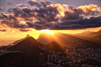 Nature, Sunset, Sun, City, Vertex, Tops HD wallpaper