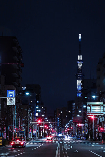 Cities, Auto, Building, Road, Night City, Street HD phone wallpaper