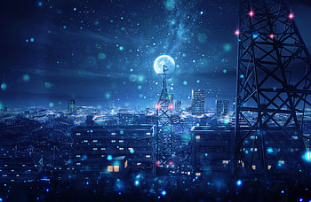 Moonlight, blue, white, kijineko, pink, anime, moon, scenic, luna, manga HD wallpaper