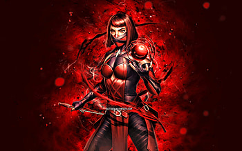 Skarlet, , red neon lights, Mortal Kombat Mobile, fighting games, MK Mobile, creative, Mortal Kombat, Skarlet Mortal Kombat HD wallpaper