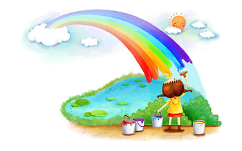 Rainbow, Miscellanea, Miscellaneous, Girl, Paints HD wallpaper