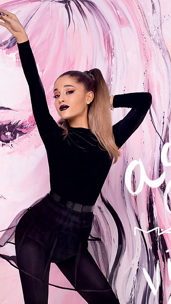 Ariana Grande Beautiful, skirt, long hair, brunette, brown eyes, lipstick, actress, singer, Celebrity, Ariana Grande HD phone wallpaper