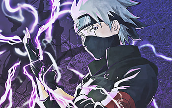 Kakashi Hatake, Purple lightings, Sharingan power, Anime battle HD wallpaper