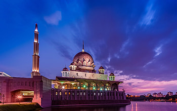 Building, Indonesia, , Mosque, Night, Putra Mosque, Putrajaya HD wallpaper