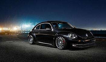 VW_Beetle, Black, Vw, Bug, Custom Wheels HD wallpaper