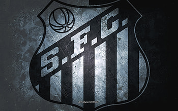 Santos FC, Brazilian football team, white background, Santos FC logo, grunge art, Serie A, Brazil, football, Santos FC emblem HD wallpaper