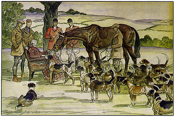 paul brown Fox Hunt, horse, art, paul brown, dogs, fox HD wallpaper