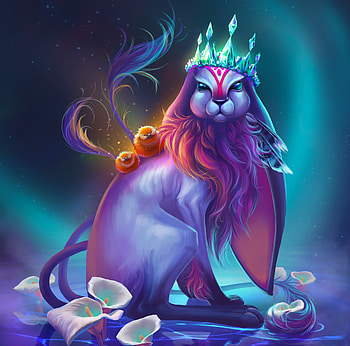 Crowned hare, blue, hare, bird, art, orange, crown, bunny, fantasy, luminos, intothe bear, rabbit HD wallpaper