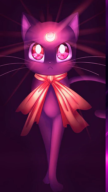 Luna, art, cat, anime HD phone wallpaper