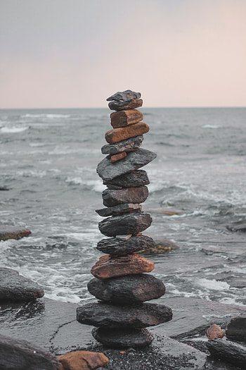 Nature, Stones, Sea, Waves, Balance, Harmony HD phone wallpaper