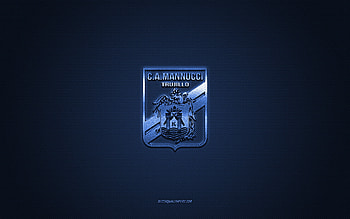 Carlos A Mannucci, Peruvian football club, blue logo, blue carbon fiber background, Liga 1, football, Peruvian Primera Division, Trujillo, Peru, Carlos A Mannucci logo HD wallpaper