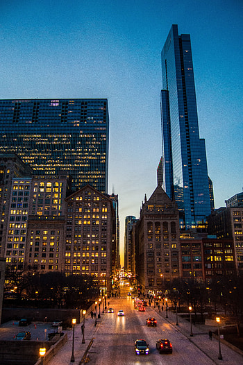 Cities, Architecture, Building, Road, Movement, Traffic, Night City, City Lights, Street HD phone wallpaper